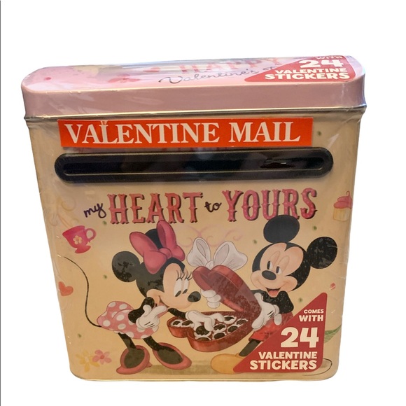 Other - Disney Minnie & Mickey Valentine's Tin Mailbox Love Heart Box Chocolates Flowers